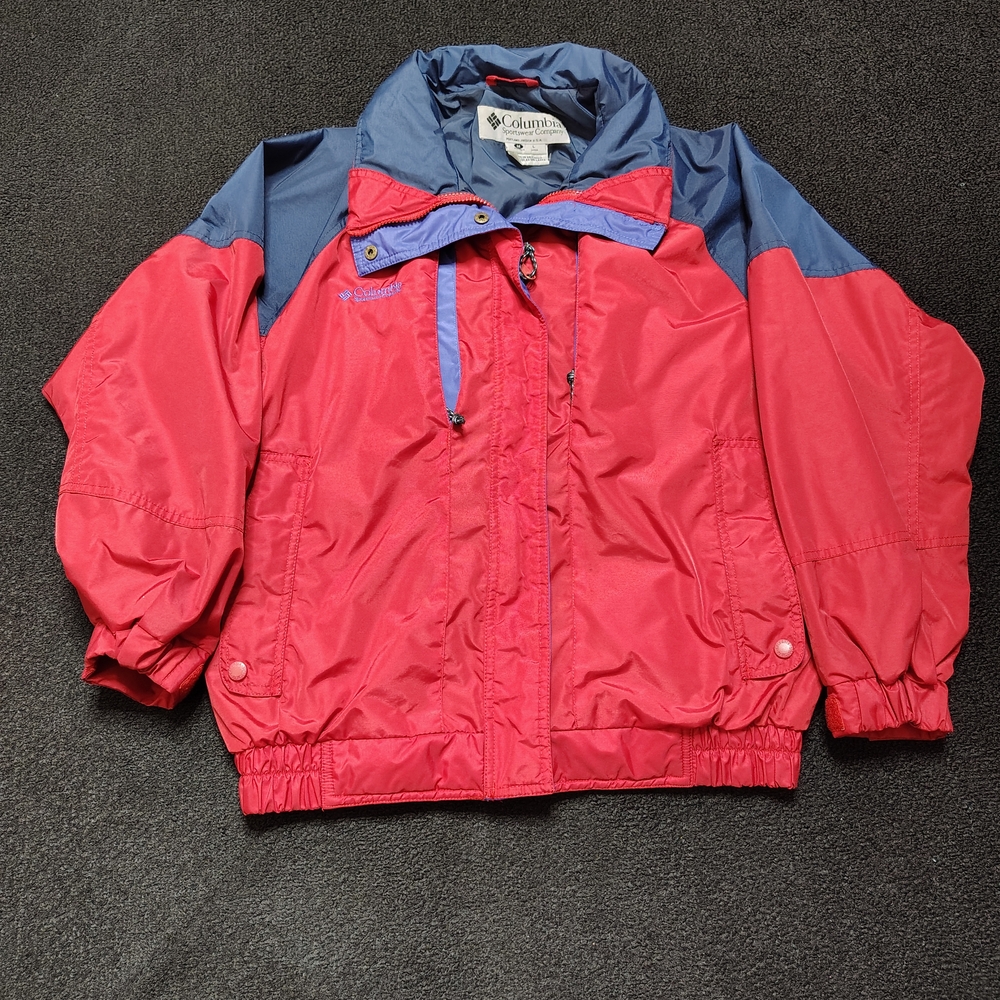 Columbia Red Blue Women's Powder Keg Lined 90s Bomber Ski Jacket Size Medium
